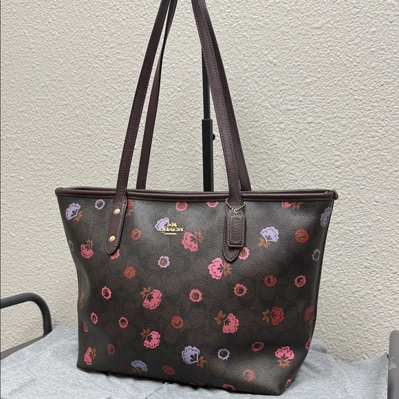 Coach Handbags - Coach Brown Floral Tote Bag